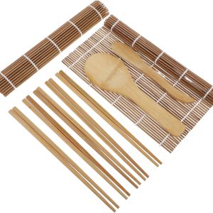 Bamboo Sushi Rolling Set 9-piece Sushi Tool Kit Japanese Cooking Equipment